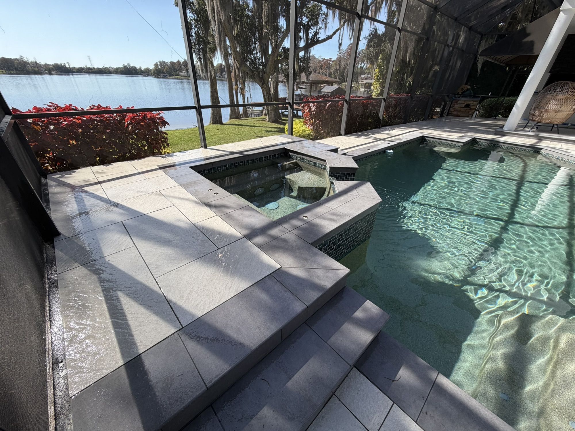 Custom pool deck paver installation in Tampa Bay